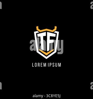 Initial TF geometric shield esport logo monogram design style vector graphic Stock Vector
