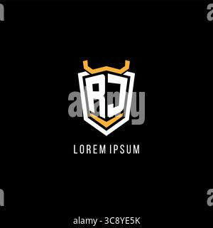 Initial RJ geometric shield esport logo monogram design style vector graphic Stock Vector