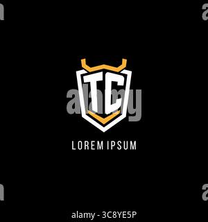 Initial TC geometric shield esport logo monogram design style vector graphic Stock Vector