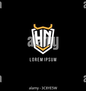 Initial HN geometric shield esport logo monogram design style vector graphic Stock Vector
