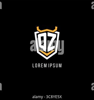 Initial QZ geometric shield esport logo monogram design style vector graphic Stock Vector