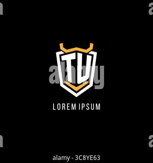 Initial TU geometric shield esport logo monogram design style vector graphic Stock Vector