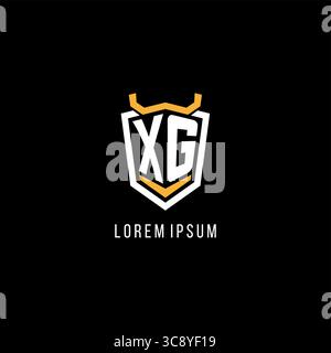 Initial XG geometric shield esport logo monogram design style vector graphic Stock Vector