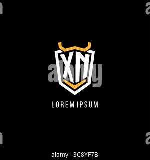 Initial XN geometric shield esport logo monogram design style vector graphic Stock Vector