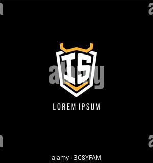 Initial IS geometric shield esport logo monogram design style vector graphic Stock Vector
