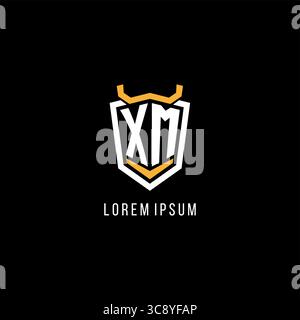 Initial XM geometric shield esport logo monogram design style vector graphic Stock Vector