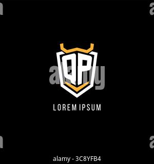 Initial QP geometric shield esport logo monogram design style vector graphic Stock Vector