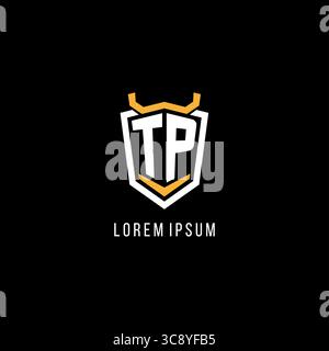Initial TP geometric shield esport logo monogram design style vector graphic Stock Vector