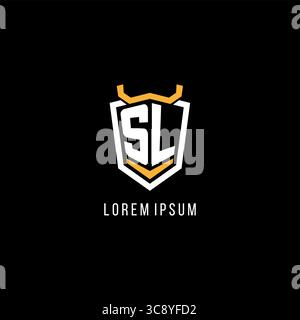 Initial SL geometric shield esport logo monogram design style vector graphic Stock Vector