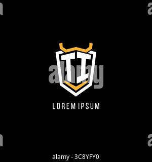 Initial TI geometric shield esport logo monogram design style vector graphic Stock Vector