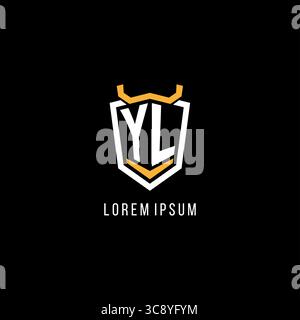Initial YL geometric shield esport logo monogram design style vector graphic Stock Vector