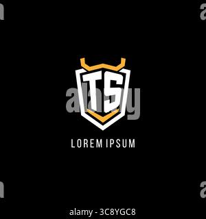 Initial TS geometric shield esport logo monogram design style vector graphic Stock Vector