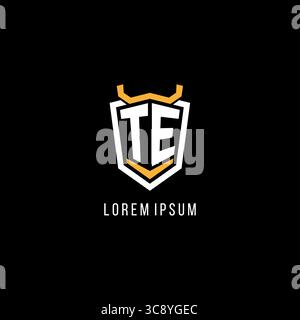 Initial TE geometric shield esport logo monogram design style vector graphic Stock Vector