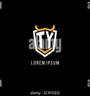 Initial TY geometric shield esport logo monogram design style vector graphic Stock Vector