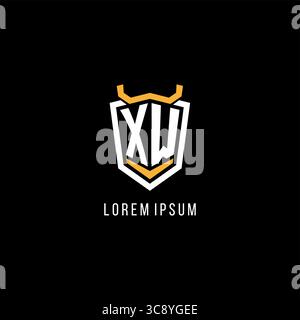 Initial XW geometric shield esport logo monogram design style vector graphic Stock Vector