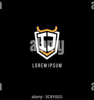 Initial IJ geometric shield esport logo monogram design style vector graphic Stock Vector