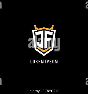 Initial JF geometric shield esport logo monogram design style vector graphic Stock Vector