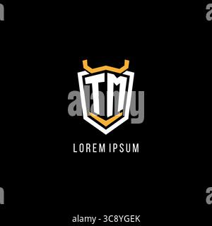 Initial TM geometric shield esport logo monogram design style vector graphic Stock Vector