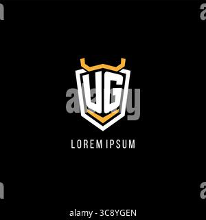 Initial UG geometric shield esport logo monogram design style vector graphic Stock Vector