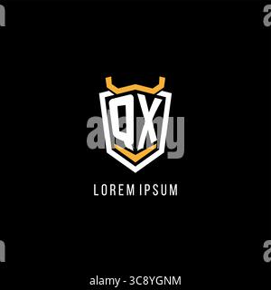 Initial QX geometric shield esport logo monogram design style vector graphic Stock Vector
