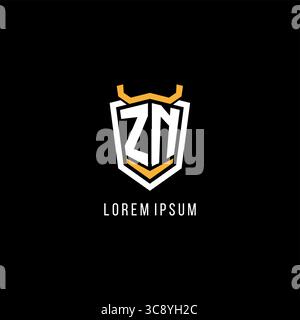 Initial ZN geometric shield esport logo monogram design style vector graphic Stock Vector