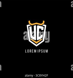 Initial UC geometric shield esport logo monogram design style vector graphic Stock Vector
