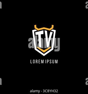 Initial TV geometric shield esport logo monogram design style vector graphic Stock Vector