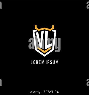 Initial VL geometric shield esport logo monogram design style vector graphic Stock Vector