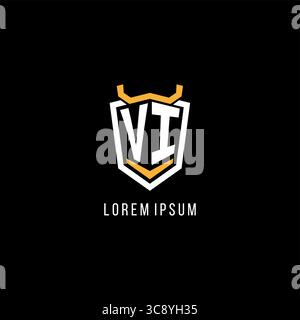 Initial VI geometric shield esport logo monogram design style vector graphic Stock Vector