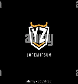 Initial YZ geometric shield esport logo monogram design style vector graphic Stock Vector
