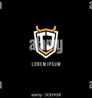 Initial TJ geometric shield esport logo monogram design style vector graphic Stock Vector