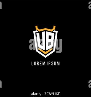 Initial UB geometric shield esport logo monogram design style vector graphic Stock Vector