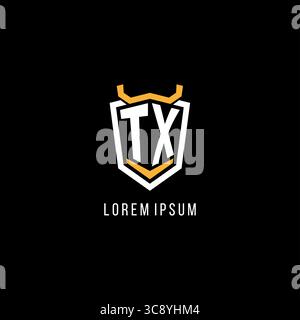 Initial TX geometric shield esport logo monogram design style vector graphic Stock Vector