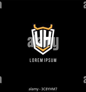 Initial UH geometric shield esport logo monogram design style vector graphic Stock Vector