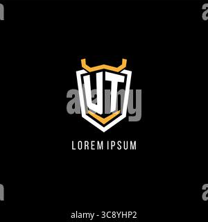 Initial UT geometric shield esport logo monogram design style vector graphic Stock Vector