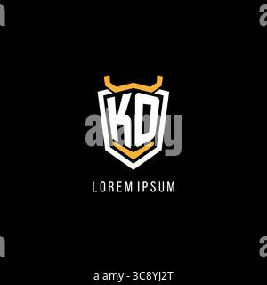 Initial KO geometric shield esport logo monogram design style vector graphic Stock Vector