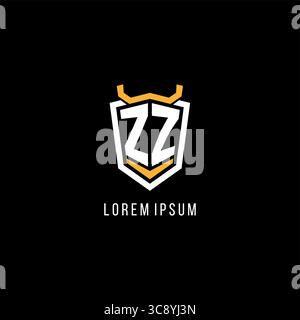 Initial ZZ geometric shield esport logo monogram design style vector graphic Stock Vector