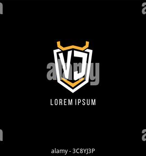 Initial VJ geometric shield esport logo monogram design style vector graphic Stock Vector