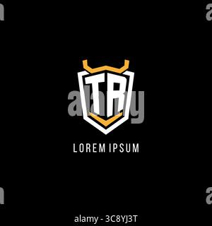 Initial TR geometric shield esport logo monogram design style vector graphic Stock Vector