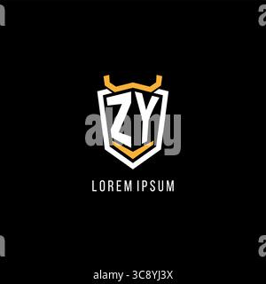 Initial ZY geometric shield esport logo monogram design style vector graphic Stock Vector