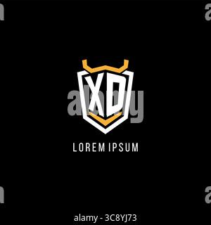 Initial XD geometric shield esport logo monogram design style vector graphic Stock Vector