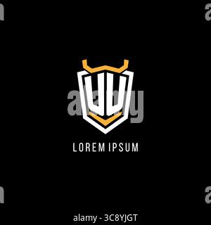 Initial UU geometric shield esport logo monogram design style vector graphic Stock Vector