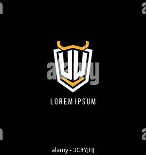 Initial UW geometric shield esport logo monogram design style vector graphic Stock Vector