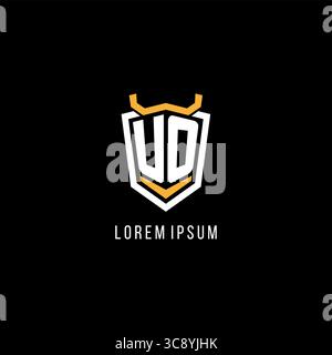 Initial UO geometric shield esport logo monogram design style vector graphic Stock Vector