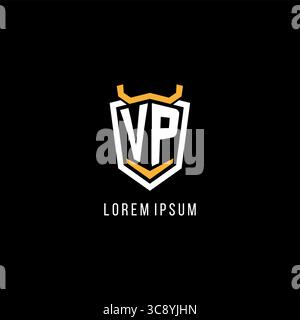 Initial VP geometric shield esport logo monogram design style vector graphic Stock Vector