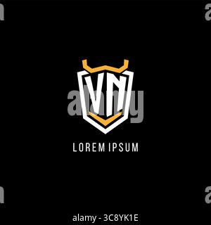 Initial VN geometric shield esport logo monogram design style vector graphic Stock Vector