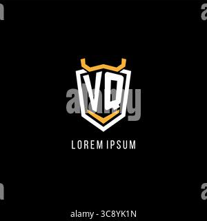 Initial VQ geometric shield esport logo monogram design style vector graphic Stock Vector