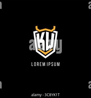 Initial KW geometric shield esport logo monogram design style vector graphic Stock Vector