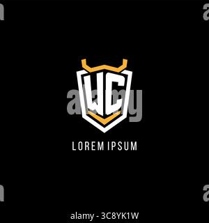 Initial WC geometric shield esport logo monogram design style vector graphic Stock Vector