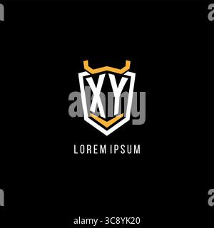 Initial XY geometric shield esport logo monogram design style vector graphic Stock Vector